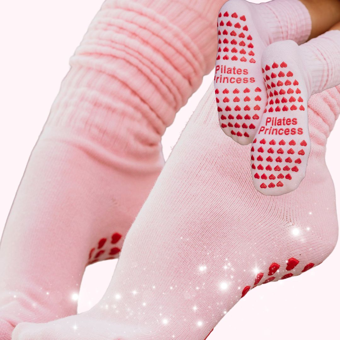 Pink Slouchy Scrunch Grip Socks