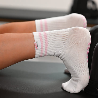 Pink Stripes Double Grip Pilates Socks