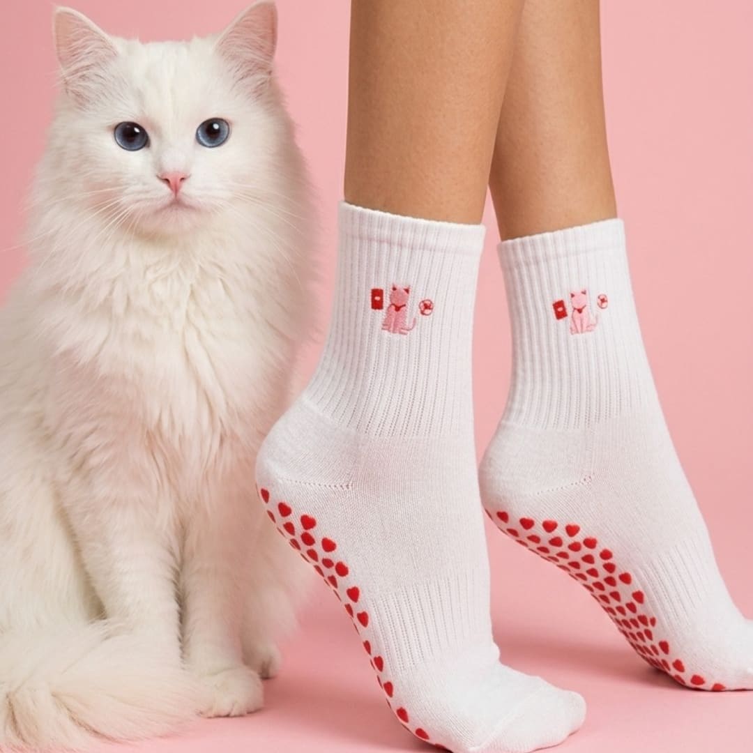 Fortune Kitty Pilates Grip Socks