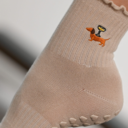 Pilates Plank Pup Grip Socks