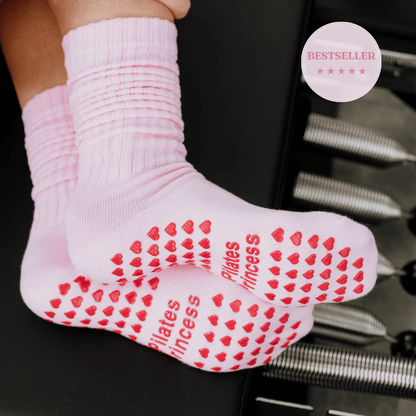 Pink Slouchy Scrunch Grip Socks